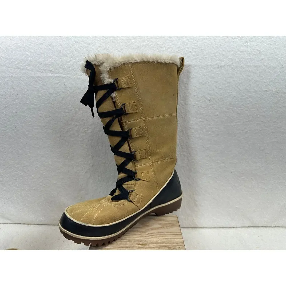 Sorel Tivoli High II Boots Women's SZ 7 Suede Black Lace Up Closure NWOT